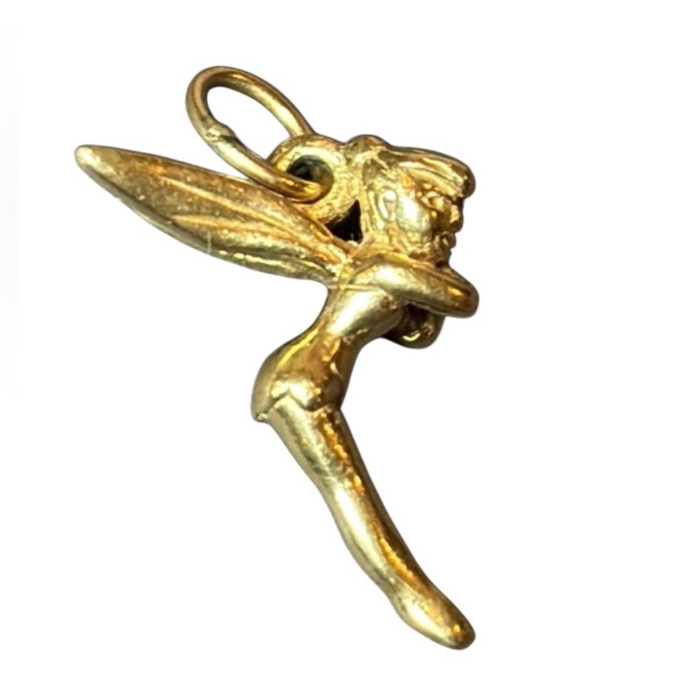 Gold Fairy Pendant Charm Necklace Accent Disney Tinkerbell vintage 14kt
